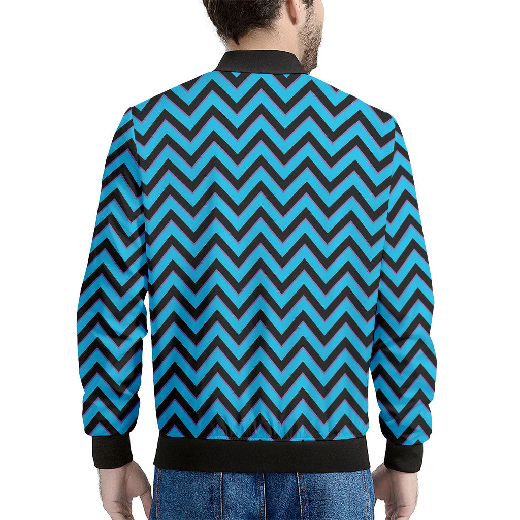 Black Blue And Purple Chevron Print Men's Bomber Jacket