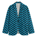 Black Blue And Purple Chevron Print Men's Cotton Blazer