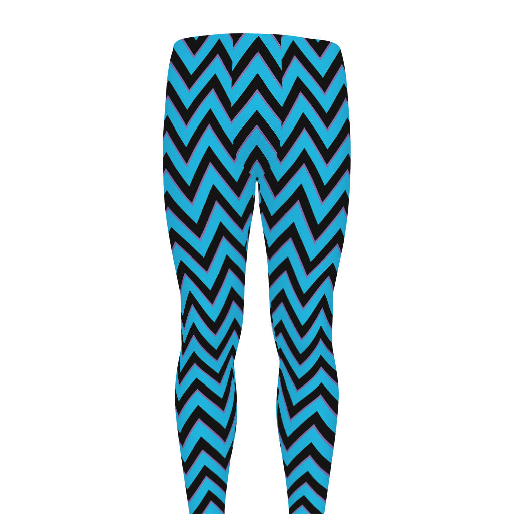 Black Blue And Purple Chevron Print Men's leggings