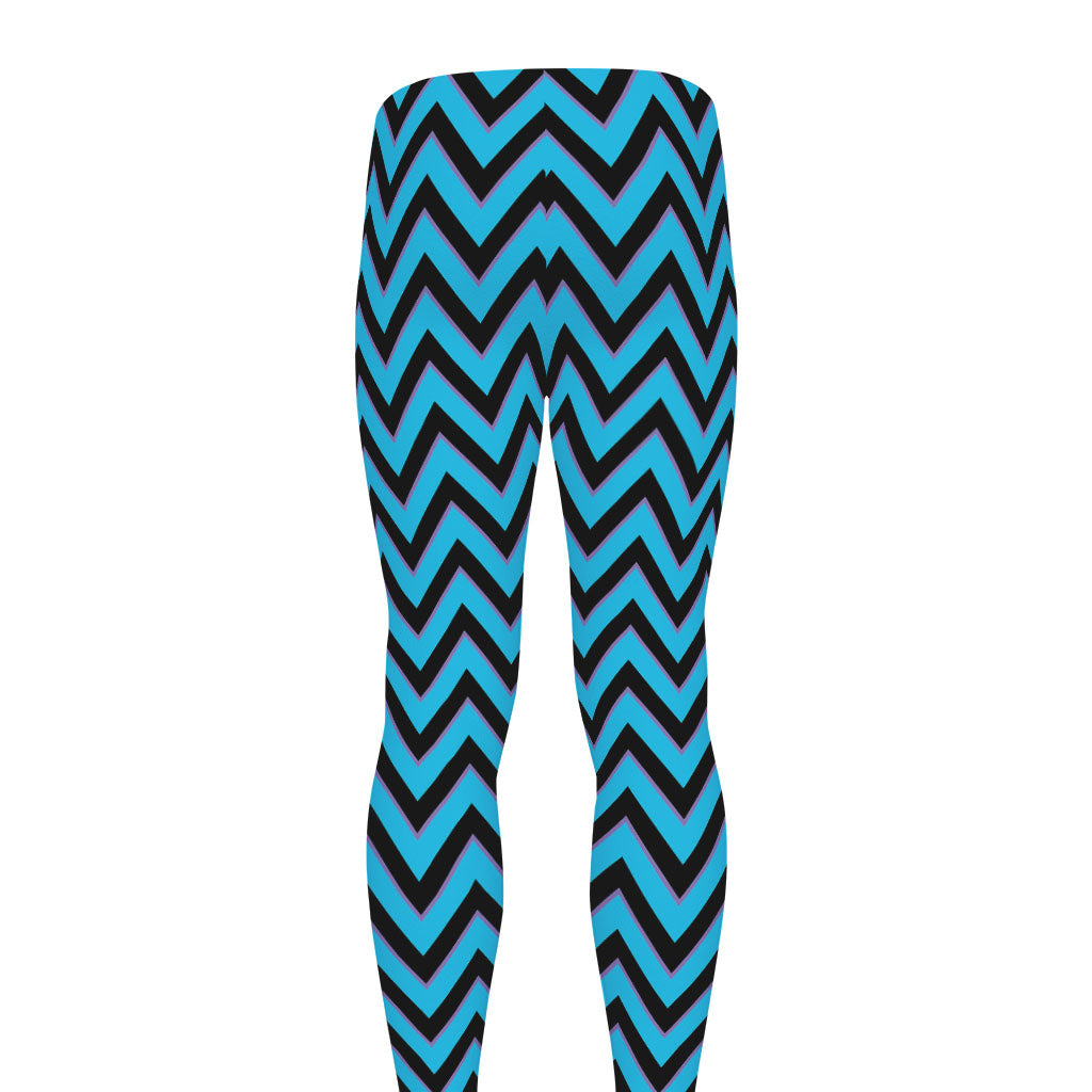 Black Blue And Purple Chevron Print Men's leggings