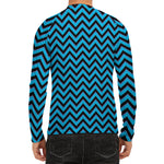 Black Blue And Purple Chevron Print Men's Long Sleeve Rash Guard