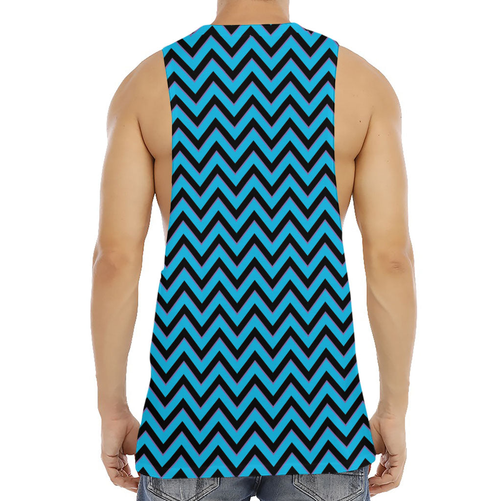Black Blue And Purple Chevron Print Men's Muscle Tank Top
