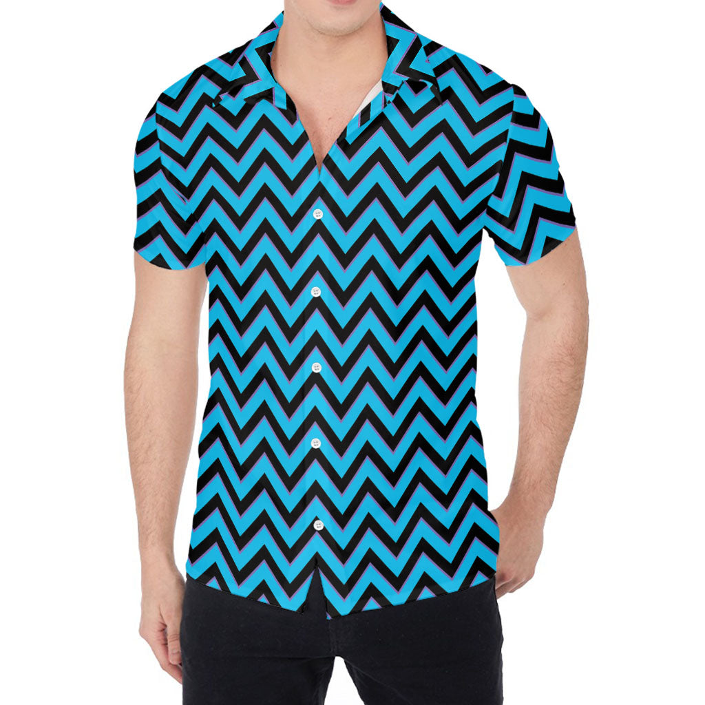 Black Blue And Purple Chevron Print Men's Shirt