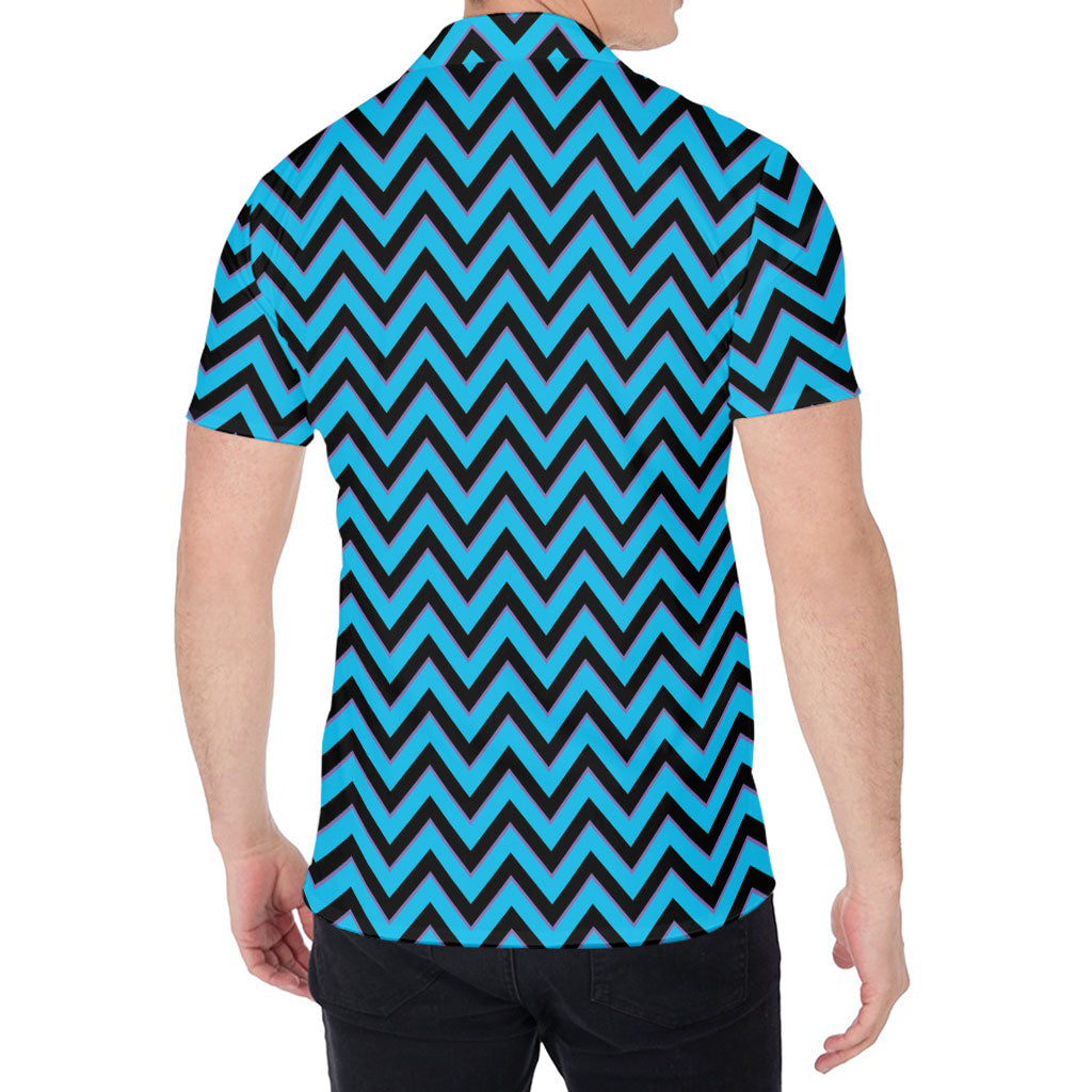 Black Blue And Purple Chevron Print Men's Shirt