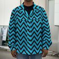 Black Blue And Purple Chevron Print Men's Shirt Jacket