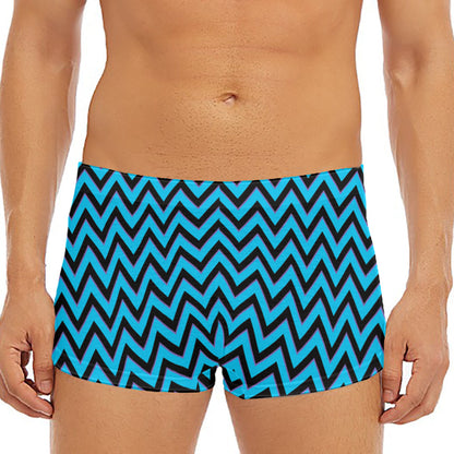 Black Blue And Purple Chevron Print Men's Short Boxer Briefs
