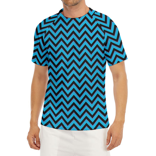 Black Blue And Purple Chevron Print Men's Short Sleeve Rash Guard