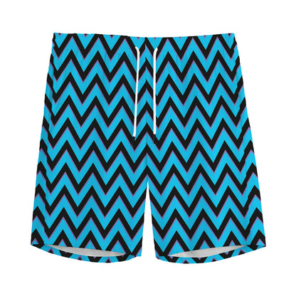 Black Blue And Purple Chevron Print Men's Sports Shorts