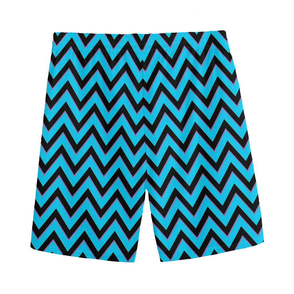 Black Blue And Purple Chevron Print Men's Sports Shorts