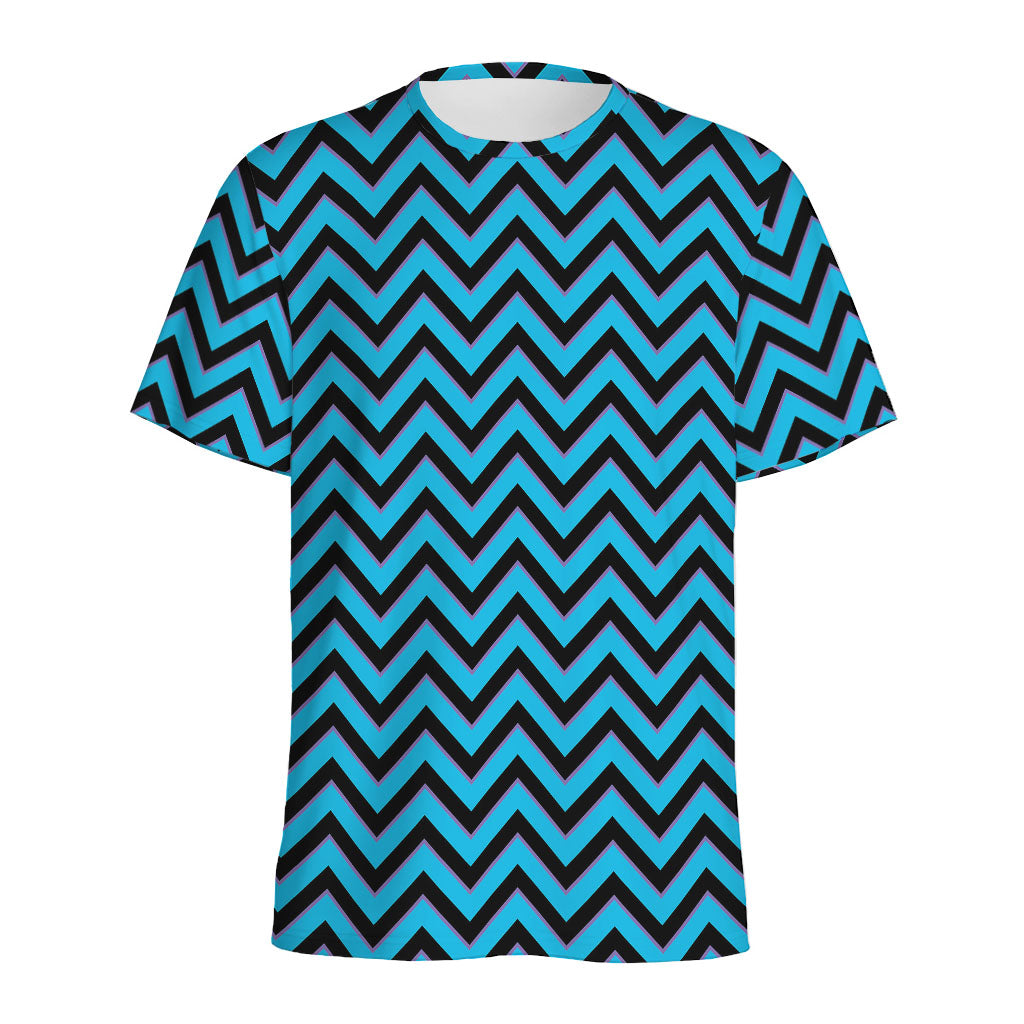 Black Blue And Purple Chevron Print Men's Sports T-Shirt