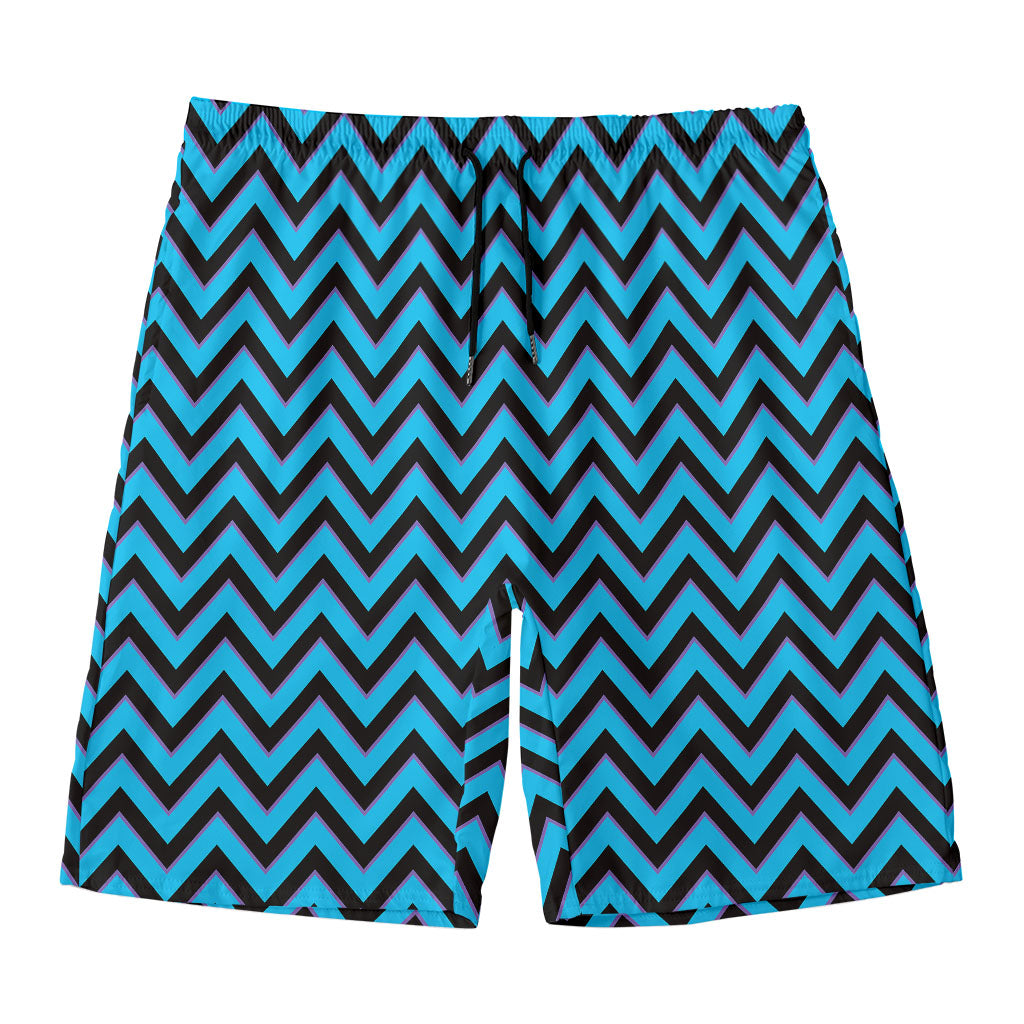 Black Blue And Purple Chevron Print Men's Swim Trunks
