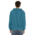 Black Blue And Purple Chevron Print Men's Velvet Pullover Hoodie