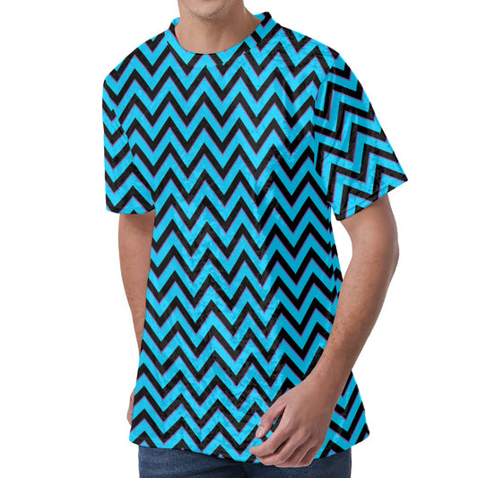 Black Blue And Purple Chevron Print Men's Velvet T-Shirt