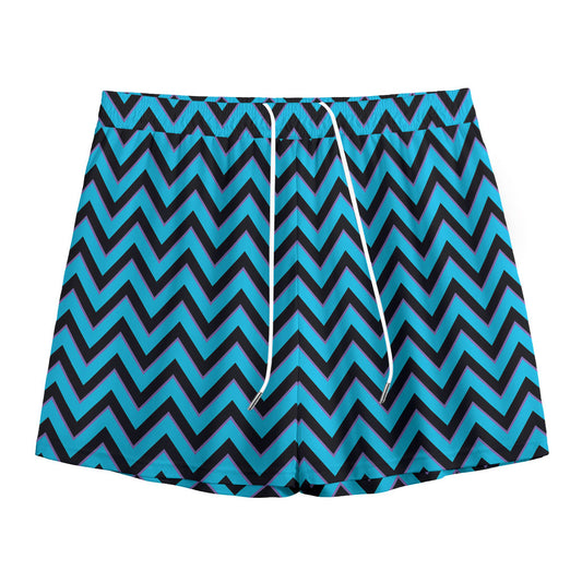 Black Blue And Purple Chevron Print Mesh Shorts
