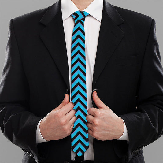 Black Blue And Purple Chevron Print Necktie