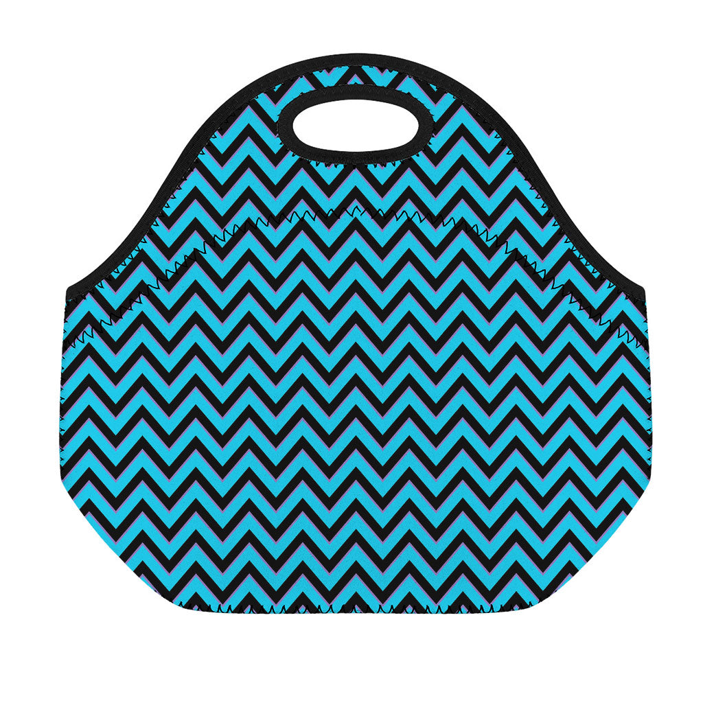 Black Blue And Purple Chevron Print Neoprene Lunch Bag