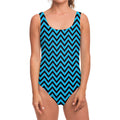 Black Blue And Purple Chevron Print One Piece Swimsuit