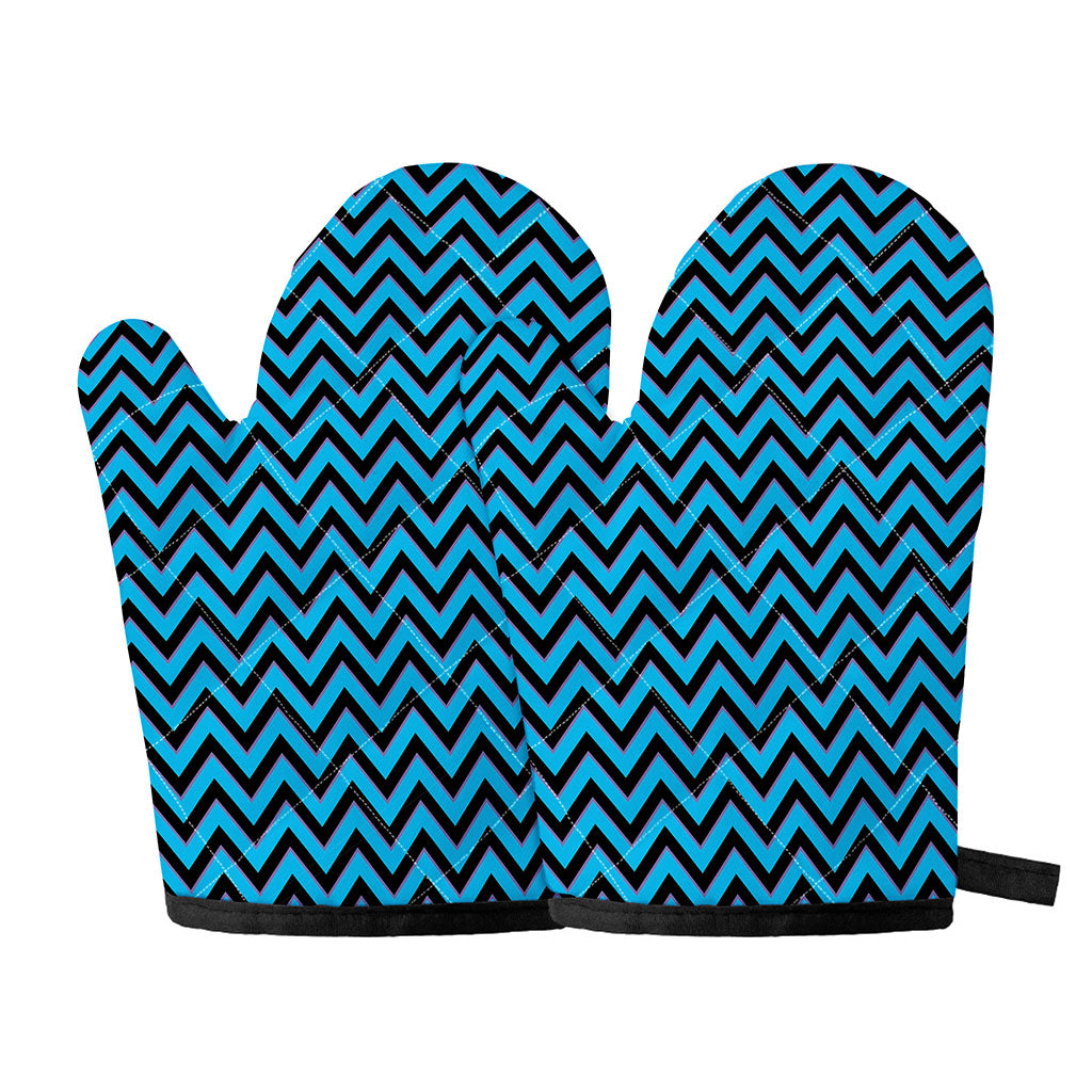 Black Blue And Purple Chevron Print Oven Mitts