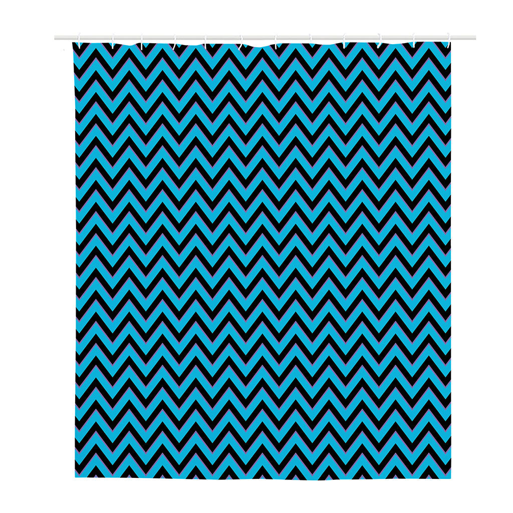 Black Blue And Purple Chevron Print Polyester Shower Curtain