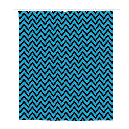 Black Blue And Purple Chevron Print Polyester Shower Curtain