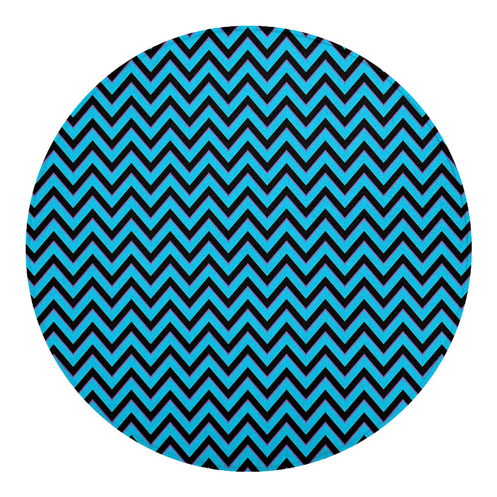 Black Blue And Purple Chevron Print Round Blanket