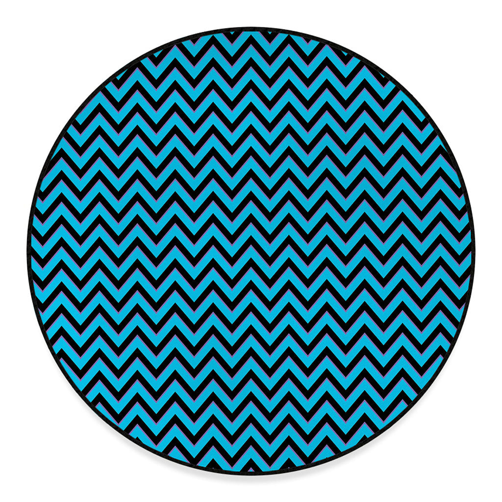 Black Blue And Purple Chevron Print Round Floor Mat