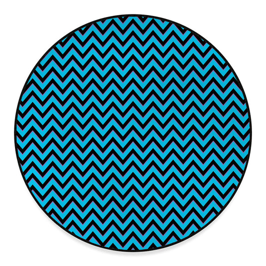 Black Blue And Purple Chevron Print Round Floor Mat