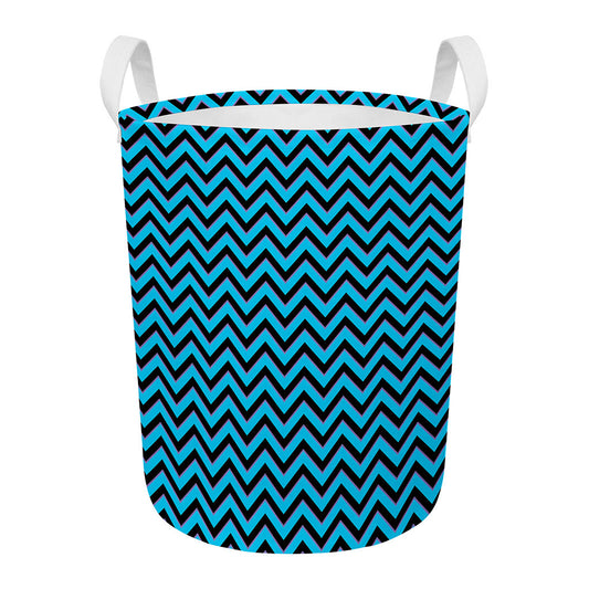 Black Blue And Purple Chevron Print Round Laundry Basket