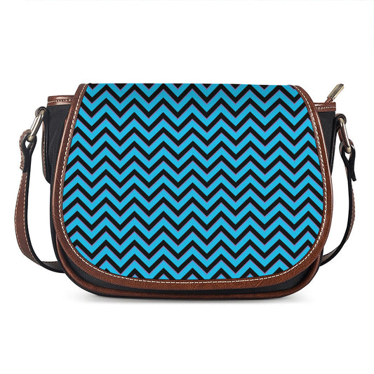 Black Blue And Purple Chevron Print Saddle Bag
