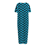 Black Blue And Purple Chevron Print Short Sleeve Long Nightdress