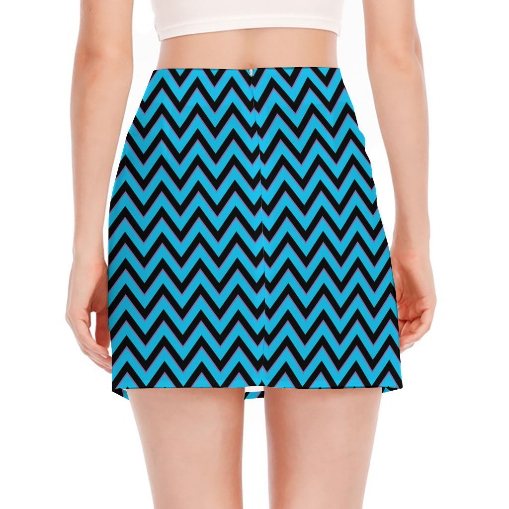 Black Blue And Purple Chevron Print Side Slit Mini Skirt