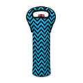 Black Blue And Purple Chevron Print Single Neoprene Wine Tote