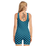 Black Blue And Purple Chevron Print Sleeveless One Piece Swimsuit