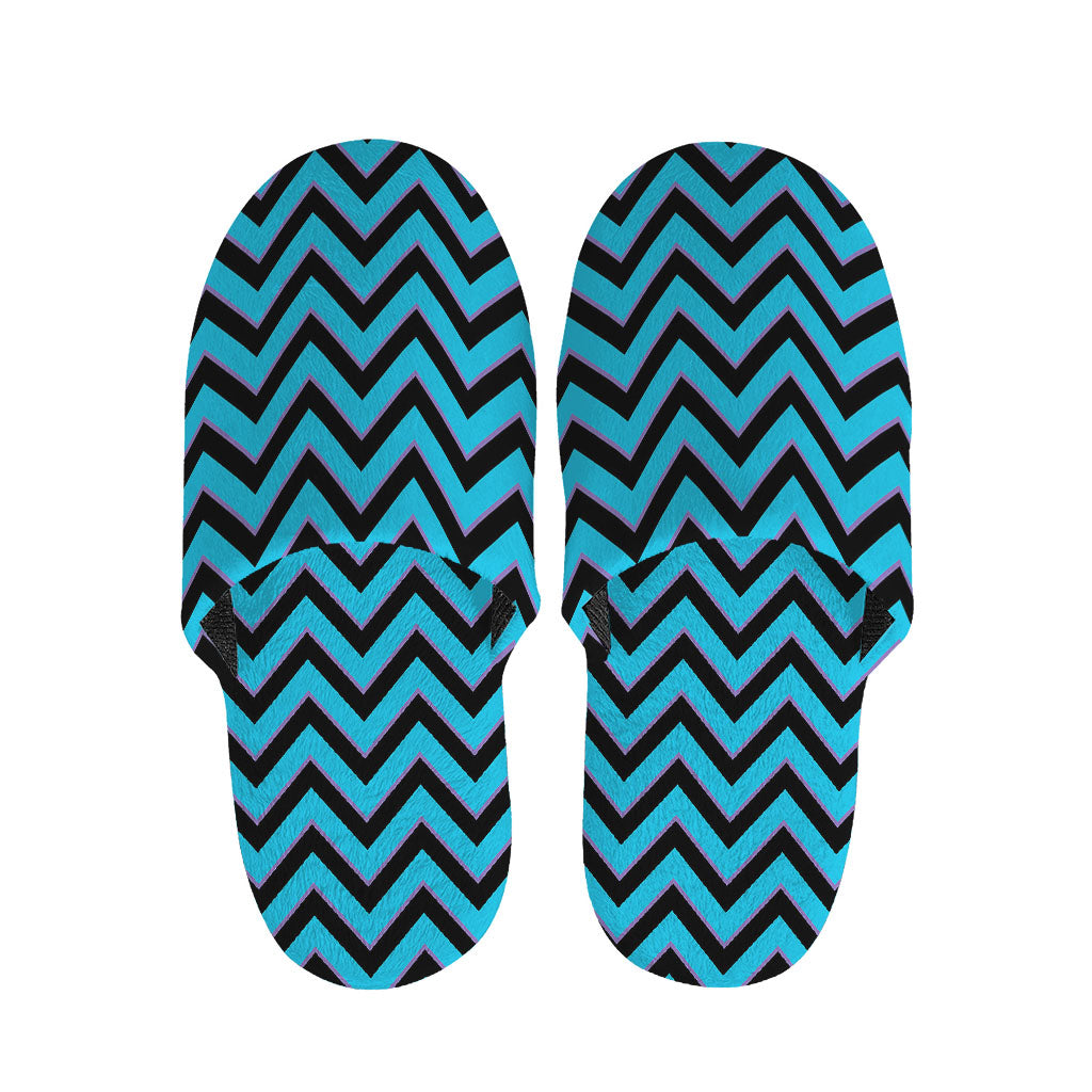 Black Blue And Purple Chevron Print Slippers
