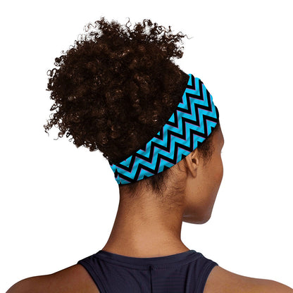 Black Blue And Purple Chevron Print Sports Headband
