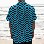 Black Blue And Purple Chevron Print Textured Short Sleeve Shirt