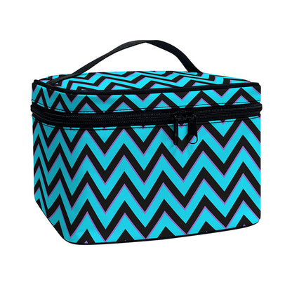 Black Blue And Purple Chevron Print Travel Makeup Bag