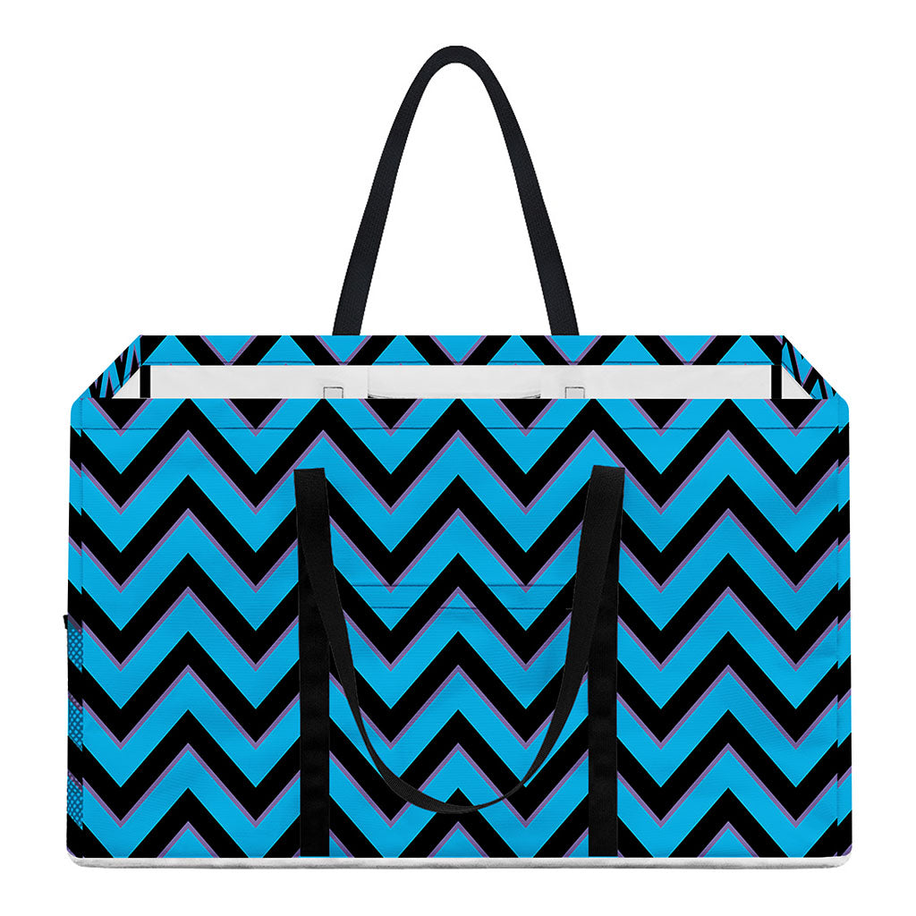 Black Blue And Purple Chevron Print Utility Tote Bag