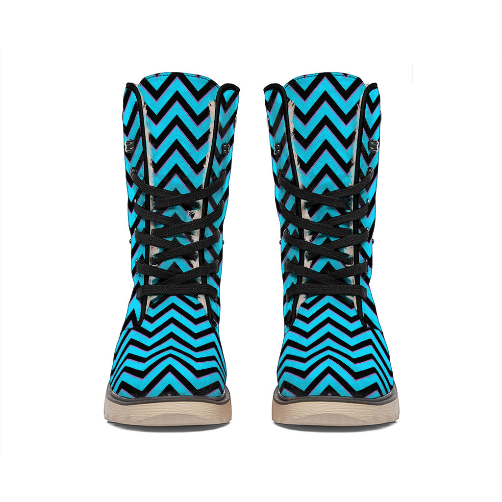 Black Blue And Purple Chevron Print Winter Boots