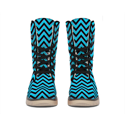 Black Blue And Purple Chevron Print Winter Boots