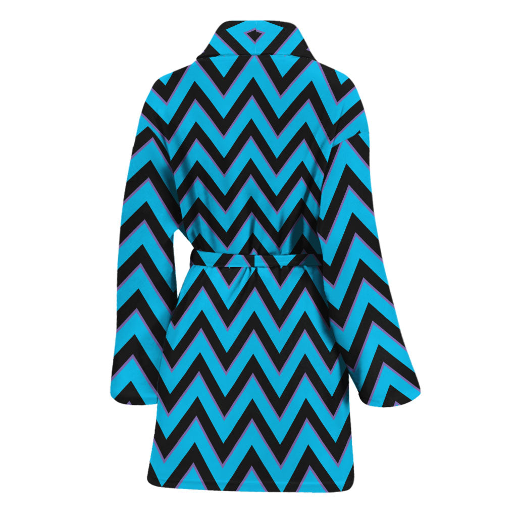 Black Blue And Purple Chevron Print Women's Bathrobe