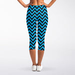 Black Blue And Purple Chevron Print Women's Capri Leggings