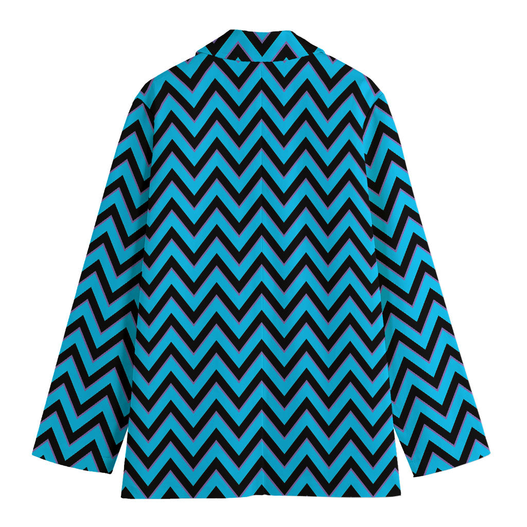 Black Blue And Purple Chevron Print Women's Cotton Blazer