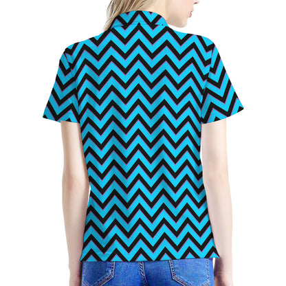 Black Blue And Purple Chevron Print Women's Polo Shirt