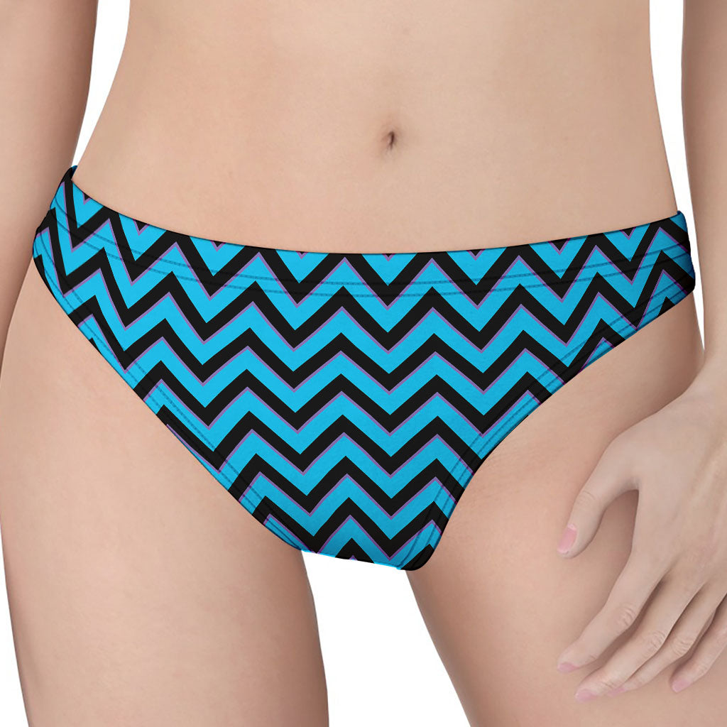 Black Blue And Purple Chevron Print Women's Thong