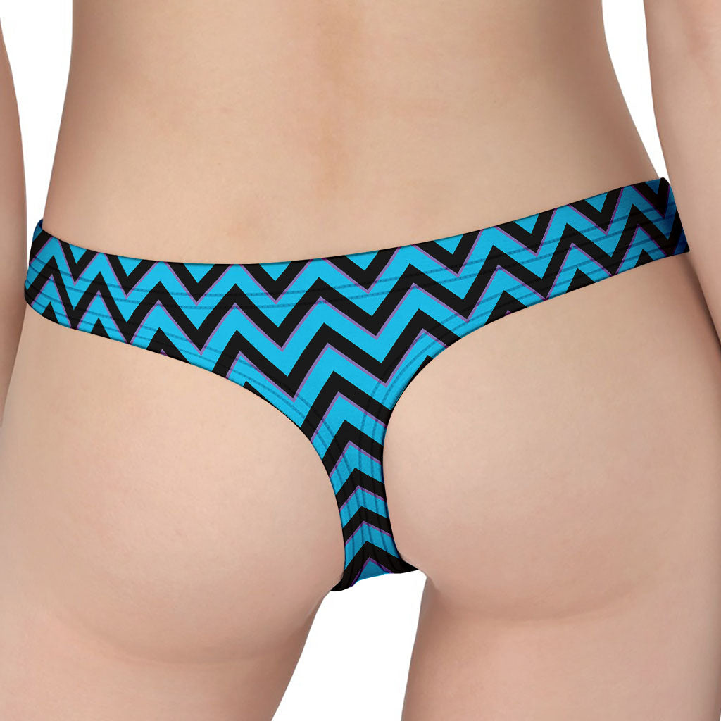 Black Blue And Purple Chevron Print Women's Thong