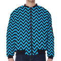 Black Blue And Purple Chevron Print Zip Sleeve Bomber Jacket