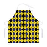 Black Blue And Yellow Argyle Print Adjustable Apron