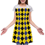 Black Blue And Yellow Argyle Print Adjustable Apron