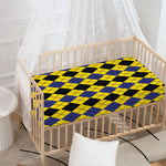 Black Blue And Yellow Argyle Print Baby Crib Sheet